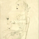 Wilhelm Thöny Federzeichnung, laviert Dame mit Cocktailglas