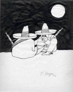 Tomi Ungerer Federzeichnung Mexikanische Banditen