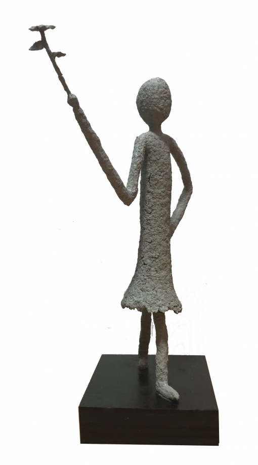 Anton Drioli Dame mit Blume Skulptur